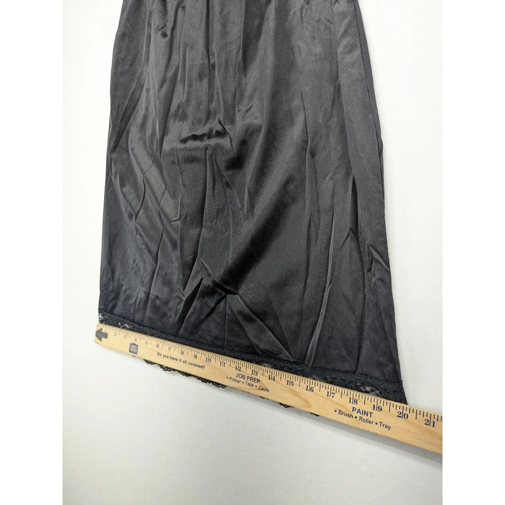 Vintage Black Nylon Tricot Half Slip Lace Trim Non-Cling Made in USA Medium - Picture 8 of 9